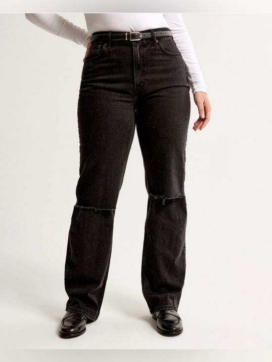 Abercrombie & Fitch Denim - Abercrombie Women’s Distressed 90s High Rise Relaxed Black Jeans